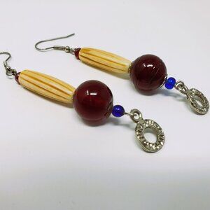 Earthy Beaded Drop Earrings